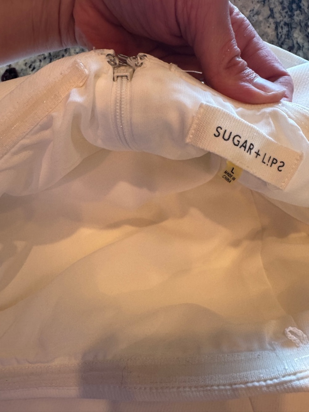 NWOT Sugarlips (L) Strapless Flounce Romper White - Picture 6 of 11